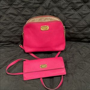 Hot Pink Michael Kors Purse and Wallet